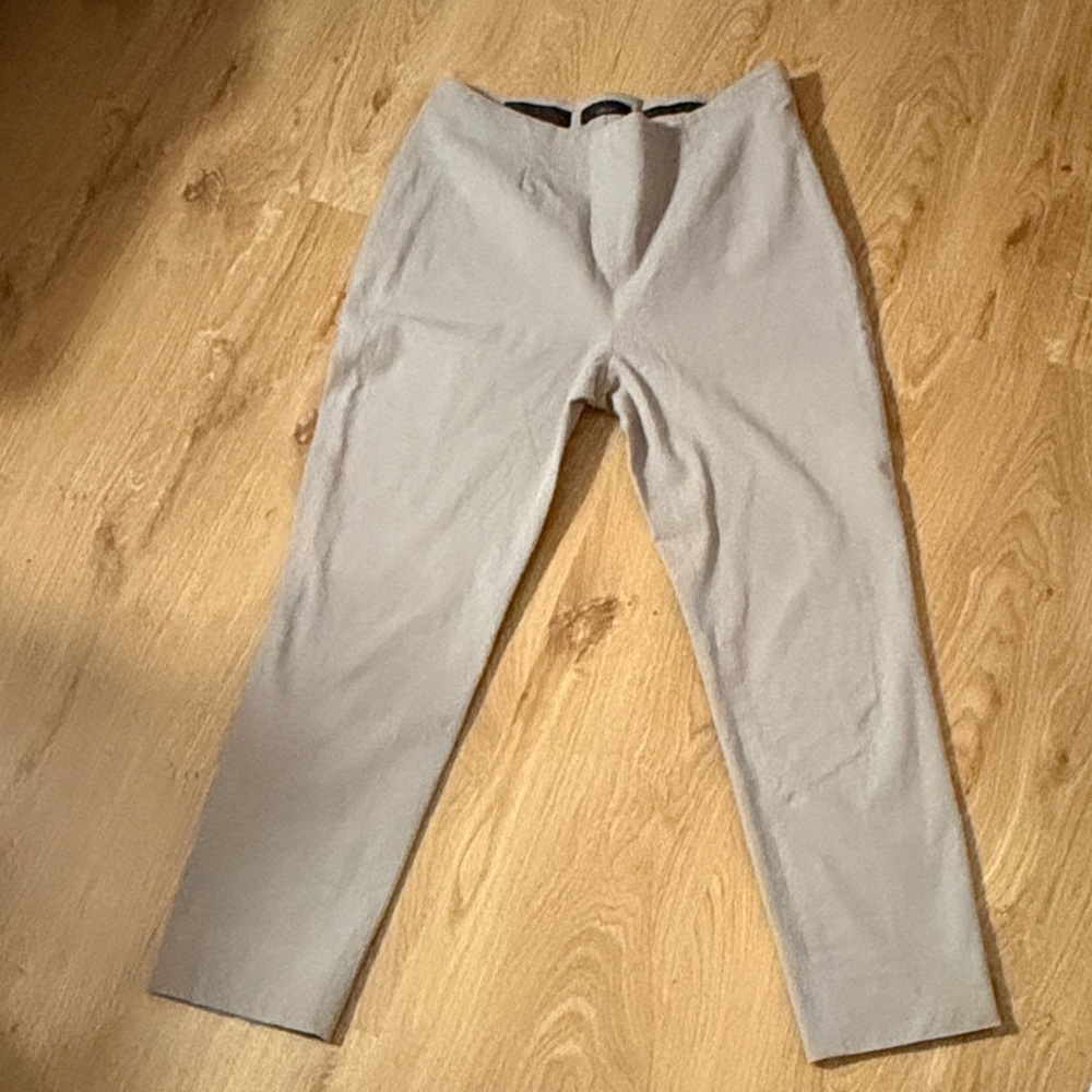 Peserico Sign  Beige Cotton Twill Flat Front Straight Dress Pants